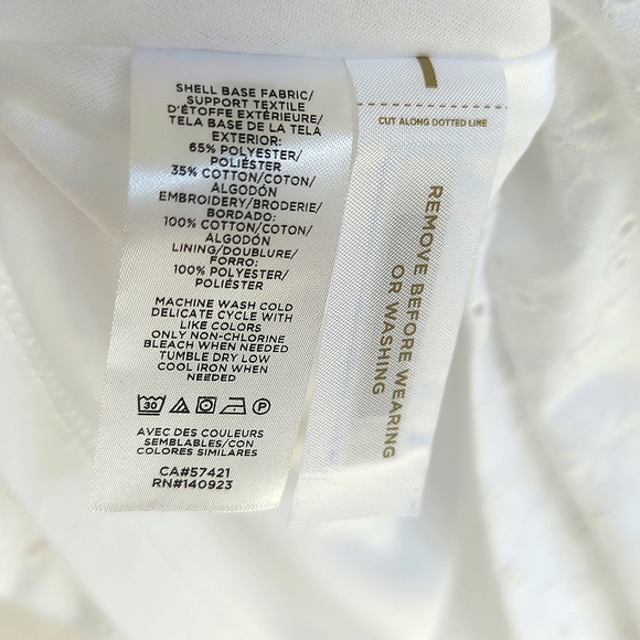 LOFT | White Eyelet Flounce Double V Dress, - Picture 14 of 15